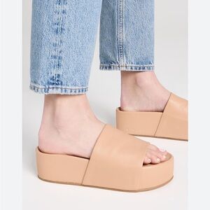 Beek Women’s Albatross Platform Leather Slides Size 10 Resort Wear